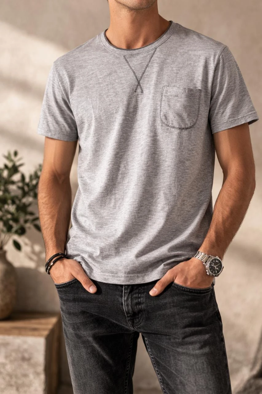 T-shirt homme GAS gris chiné – Taille M – Très bon état